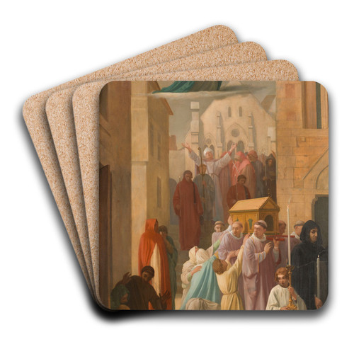 Le miracle des Ardents - Procession de la chsse de sainte Genevive by Louis Charles Timbal Art Drink Coaster set Le miracle des Ardents - Procession de la chsse de sainte Genevive by Louis Charles Timbal Art Drink Coaster set