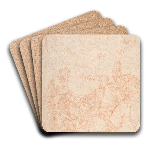 The Virgin Immaculate and Four Male Saints (Study for The Dispute over the Immaculate Conception) by Carlo Maratti Art Drink Coaster set
