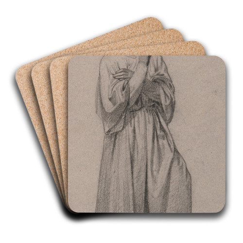 Three-Quarter View of a Standing Male Robed Figure by Franois-Claudius Compte-Calix Art Drink Coaster set