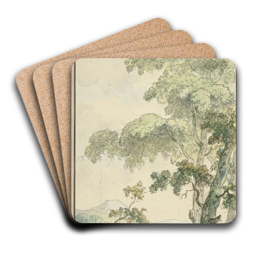 Ontwerp voor kamerbehangsel met landschap met kar by Jurriaan Andriessen Art Drink Coaster set