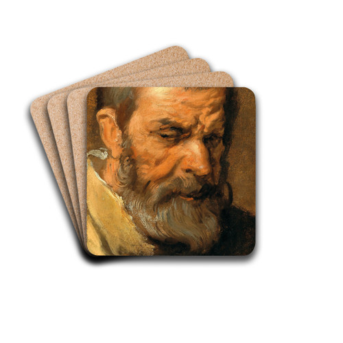 Head Of A Bearded Man by Anthony van Dyck Drink Coasters - set of 4