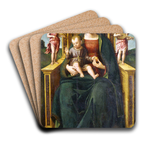 The Virgin and Child Enthroned by Ludovico Brea Art Drink Coaster set