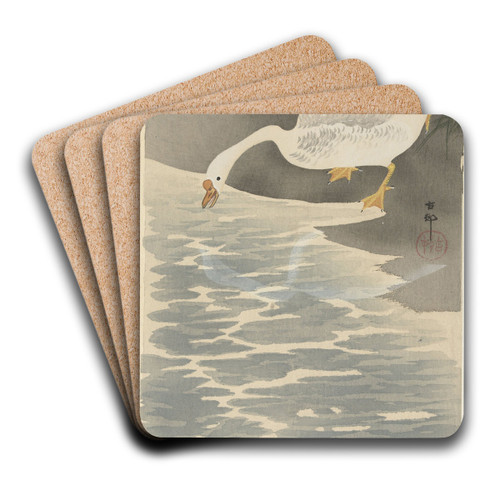 Geese on the bank by Ohara Koson Art Drink Coaster set