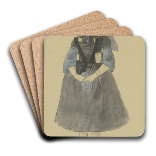 Oberhessische Bauersfrau zur Kirche gehend by Jakob Frchtegott Dielmann Art Drink Coaster set