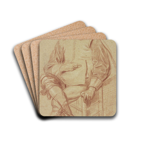 Brtiger Mann auf einem Stuhl sitzend by Cornelis van den Berg Drink Coasters - set of 4