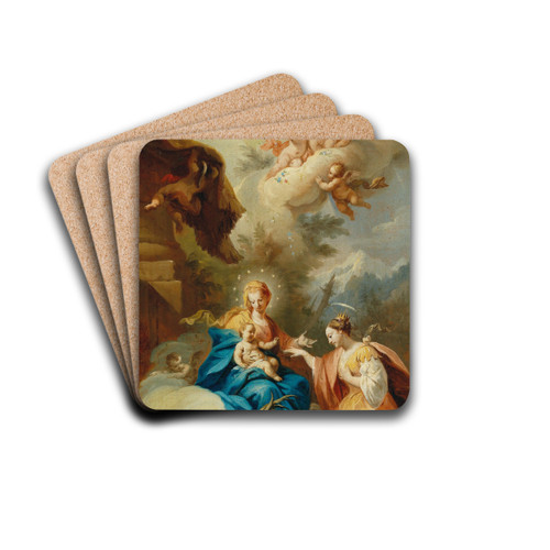 The Mystical Marriage of Saint Catherine by Johann Georg Grasmair Drink Coasters - set of 4
