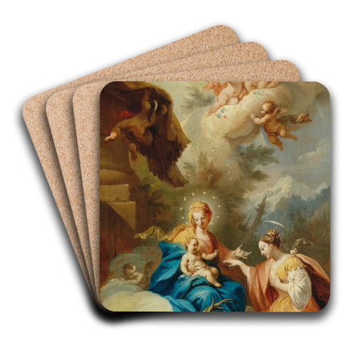The Mystical Marriage of Saint Catherine by Johann Georg Grasmair Art Drink Coaster set