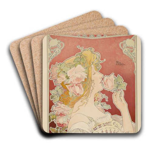 J.C. Boldoot Eau de Cologne; Parfumerie Amsterdam by Henri Privat-Livemont Art Drink Coaster set