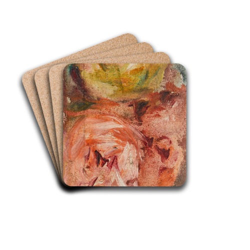 Deux roses by Pierre-Auguste Renoir Drink Coasters - set of 4