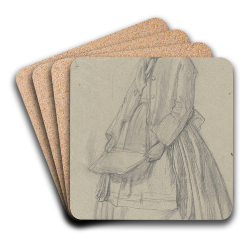 Singendes Bauernmdchen im Profil nach links by Jakob Becker Art Drink Coaster set