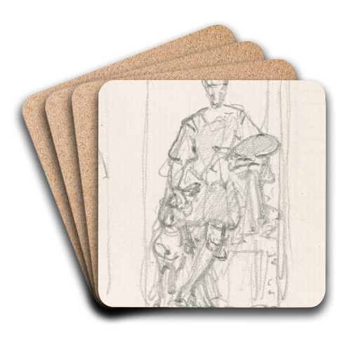Painter with Dog by Nicaise De Keyser Art Drink Coaster set