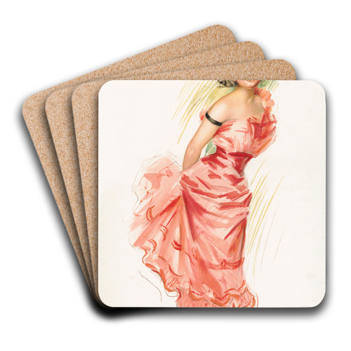 Coquette by Gray Litho. Co Art Drink Coaster set