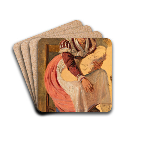 Roman woman with a child. Study for The St. Anthony Feast Day in Rome by Wilhelm Marstrand Drink Coasters - set of 4