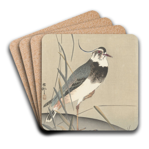 Lapwing and reed by Ohara Koson Art Drink Coaster set