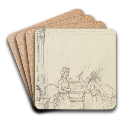 Links steht Clarissa, leicht nach rechts gewandt by Daniel Nikolaus Chodowiecki Art Drink Coaster set Links steht Clarissa, leicht nach rechts gewandt by Daniel Nikolaus Chodowiecki Art Drink Coaster set