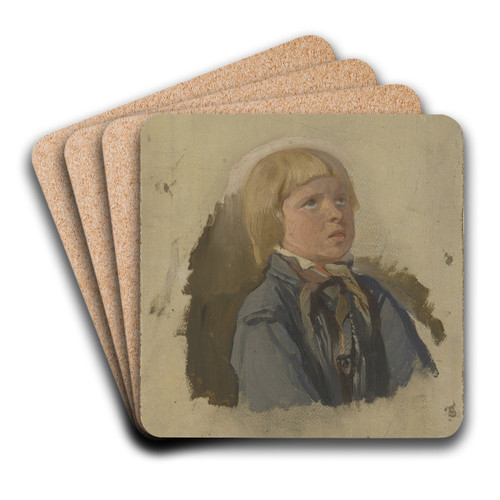 Study of a head of two boys by Jakob Becker Art Drink Coaster set
