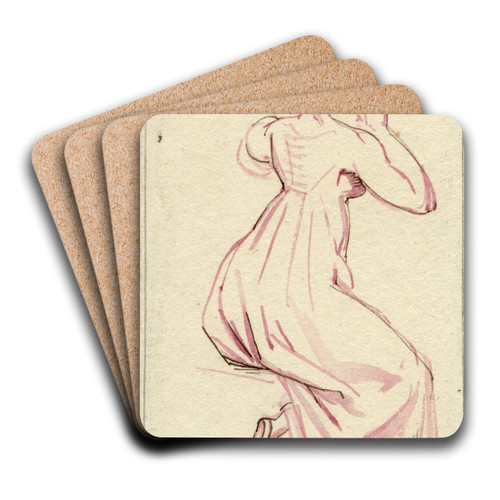 Zittende vrouw, van terzijde op de rug gezien by David Humbert de Superville Art Drink Coaster set