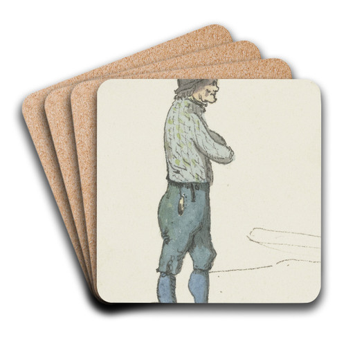 A boatman's profile by Jakob Frchtegott Dielmann Art Drink Coaster set A boatman's profile by Jakob Frchtegott Dielmann Art Drink Coaster set