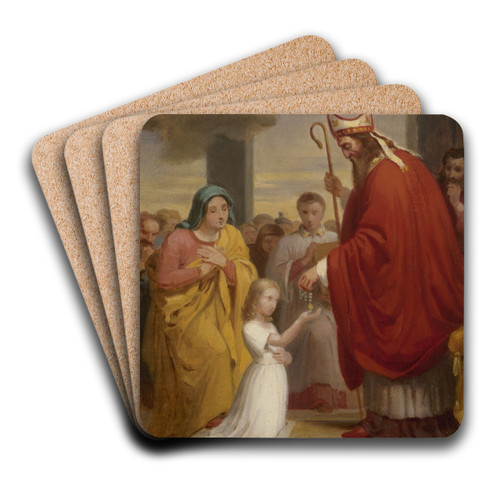 Conscration de sainte Genevive par saint Germain, vque d'Auxerre by Franois-Louis Dejuinne Art Drink Coaster set Conscration de sainte Genevive par saint Germain, vque d'Auxerre by Franois-Louis Dejuinne Art Drink Coaster set