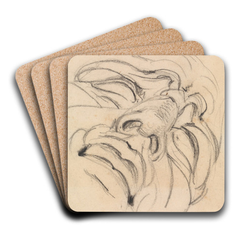 Study of a Man's Expressive Face by Benjamin Robert Haydon Art Drink Coaster set Study of a Man's Expressive Face by Benjamin Robert Haydon Art Drink Coaster set