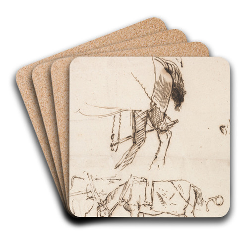 Studies of Horses, Men and Carriages by John Linnell Art Drink Coaster set