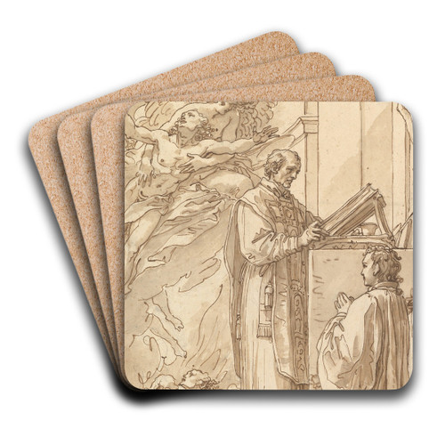 Blessed Francis Venimbeni Celebrating Mass for souls in Purgatory by Giuseppe Cades Art Drink Coaster set