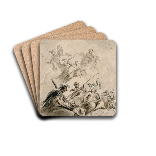 Goden op de wolken gezeten by Jacob de Wit Drink Coasters - set of 4
