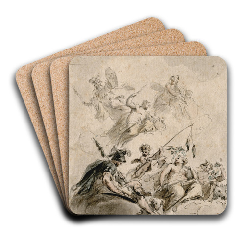 Goden op de wolken gezeten by Jacob de Wit Art Drink Coaster set