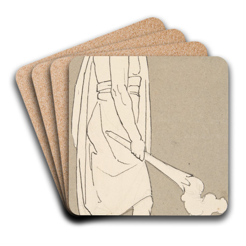 Design for large fireplace white tiles produced in Wedgwood's factory by After John Flaxman Art Drink Coaster set