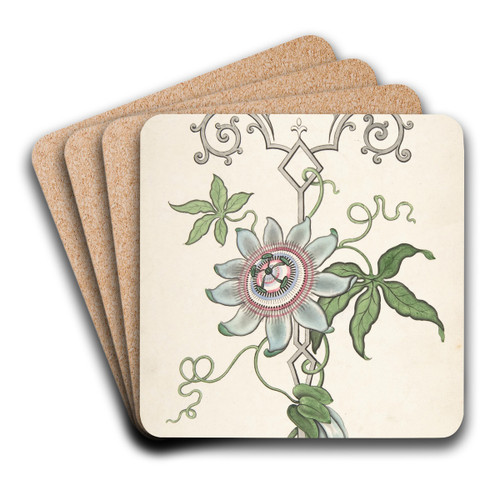 Design for Panel Decoration Centered on a Passion Flower by J. Hulme Art Drink Coaster set