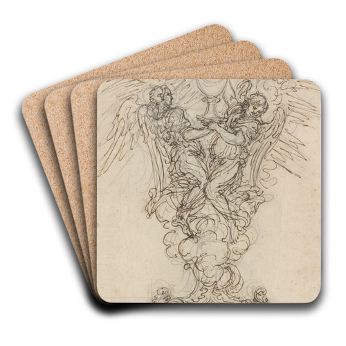 A Monstrance with Two Angels Supporting a Chalice by Giovanni Battista Foggini Art Drink Coaster set