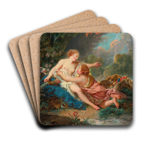 Jupiter And Callisto by Follower Of Franois Boucher Art Drink Coaster set Jupiter And Callisto by Follower Of Franois Boucher Art Drink Coaster set