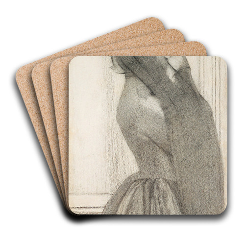 The Veil by Fernand Khnopff Art Drink Coaster set