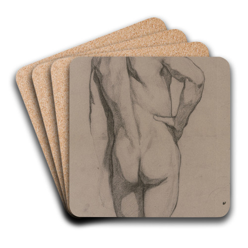 Stehender mnnlicher Rckenakt, den Kopf im verlorenen Profil nach rechts, die Rechte in die Hfte gesttzt by Victor Mller Art Drink Coaster set
