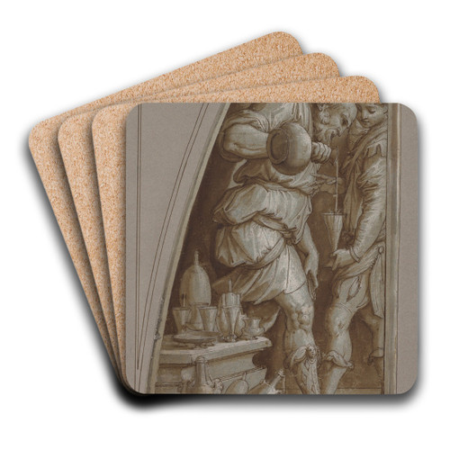 Bearded Man Filling a Glass by Giorgio Vasari Art Drink Coaster set