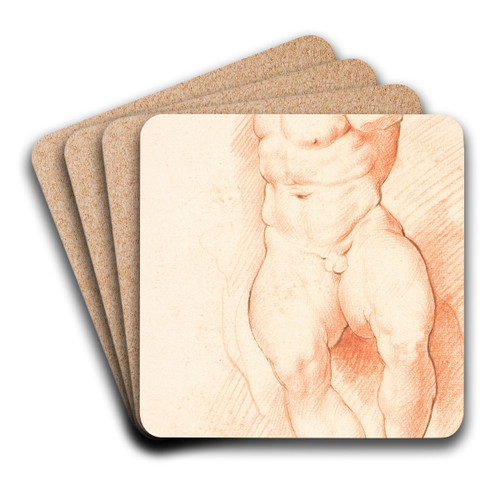 Siddende mand Antik skulptur by Willem Panneels Art Drink Coaster set