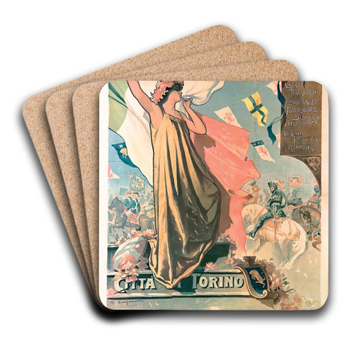 9 Settembre 1899, Inaugurazione Al Monumento Di Vittorio Emanuele Ii by Giovanni Battista Carpanetto Art Drink Coaster set