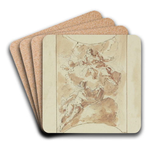 Allegorische Figurengruppe mit Putten auf Wolken by Gaspare Diziani Art Drink Coaster set