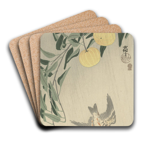 Cuckoo in the rain by Ohara Koson Art Drink Coaster set