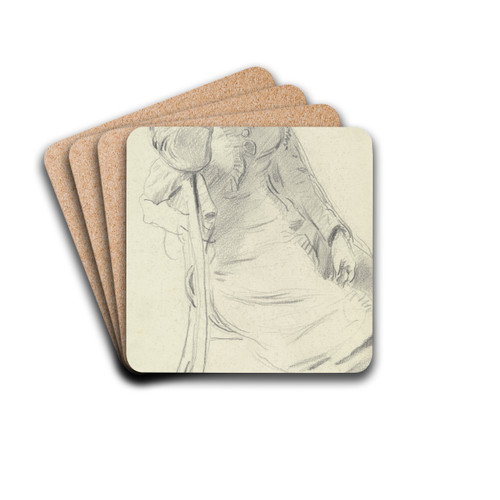 Sitzendes Mdchen in Seitenansicht by Otto Scholderer Drink Coasters - set of 4