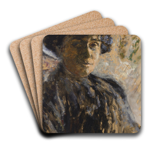 Madame Hessel en robe noir by douard Vuillard Art Drink Coaster set