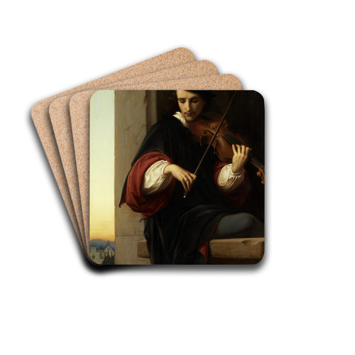 Violinist in the Belfry Window by Eduard von Steinle Drink Coasters - set of 4