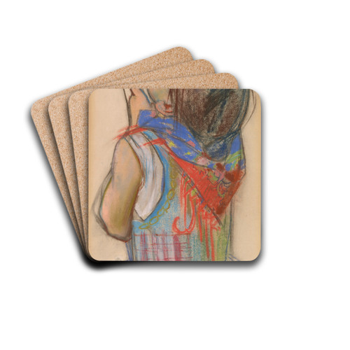 Dziewczynka krakowska - studium do witraa 'Polonia' dla katedry lwowskiej by Stanisaw Wyspiaski Drink Coasters - set of 4