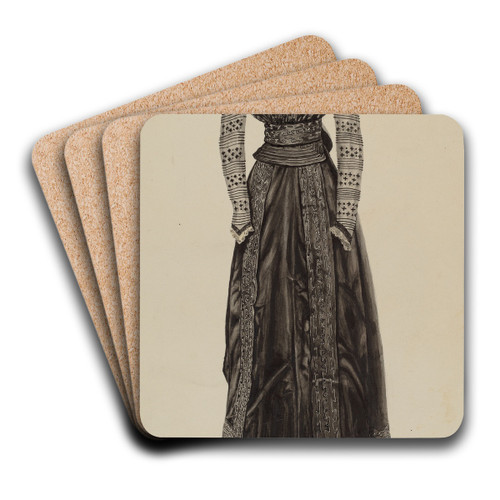 Street Dress by Lucien Verbeke Art Drink Coaster set