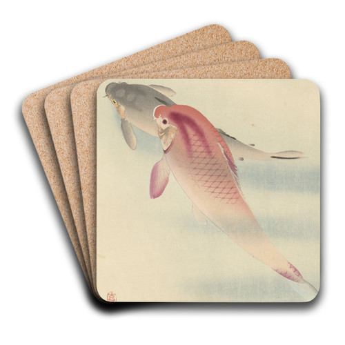 Two carp by Ohara Koson Art Drink Coaster set