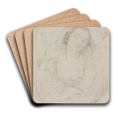 Jeune femme dite 'dans un ovale' by Narcisse-Virgile Diaz de La Pea Art Drink Coaster set