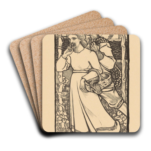 Meisje met een mand en jongen met een touw by Richard Nicolas Roland Holst Art Drink Coaster set Meisje met een mand en jongen met een touw by Richard Nicolas Roland Holst Art Drink Coaster set