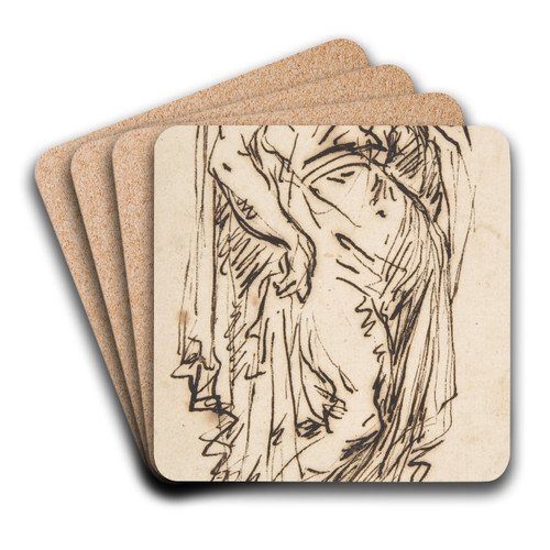 Standing Draped Female Figure by Domenico Gargiulo Art Drink Coaster set
