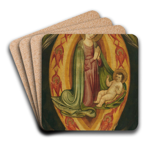 The Madonna and Child in a mandorla with angels and cherubim by Antonio Di Maso Art Drink Coaster set