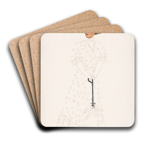 Woman with hat and umbrella by Alice Luella Fidler Art Drink Coaster set